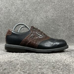 FootJoy DryJoys Tour 53494 Mens Size 8.5 Black Brown Crocodile Print Golf Shoes